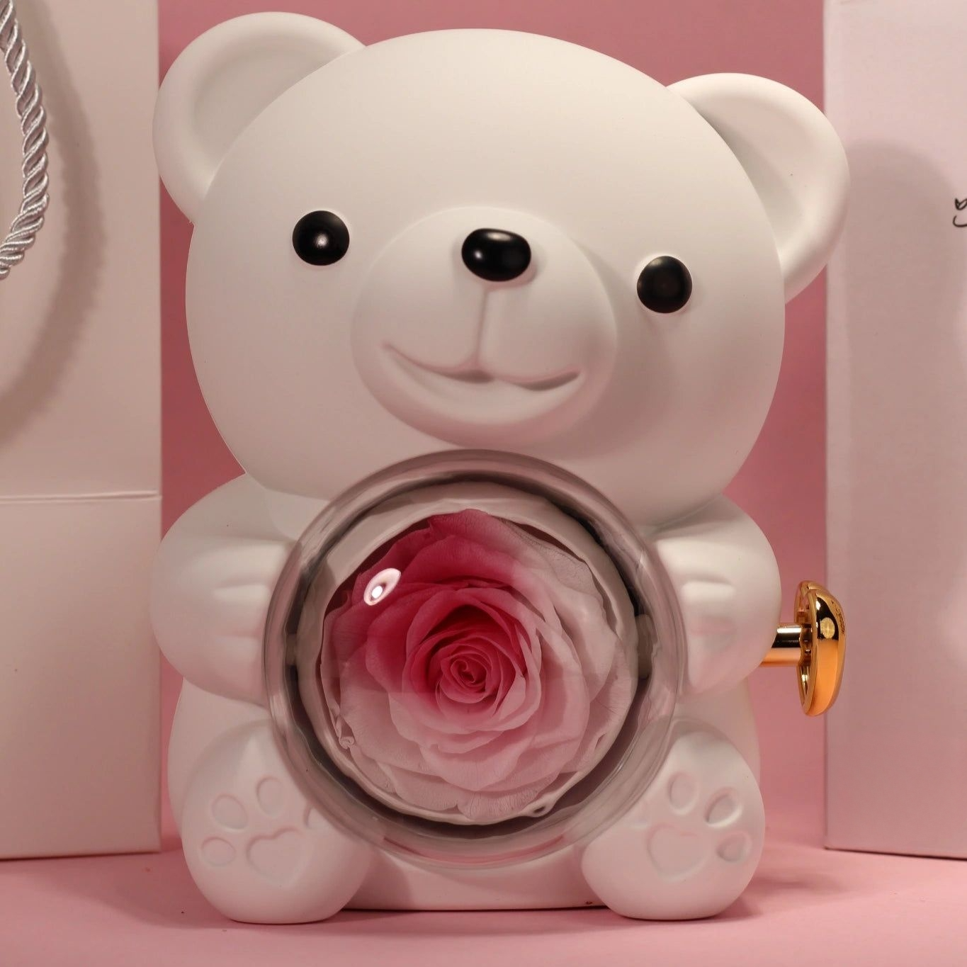 Love-A-Lot Bear Preserved Flower Jewelry Gift Box (Jewelry Not Included)