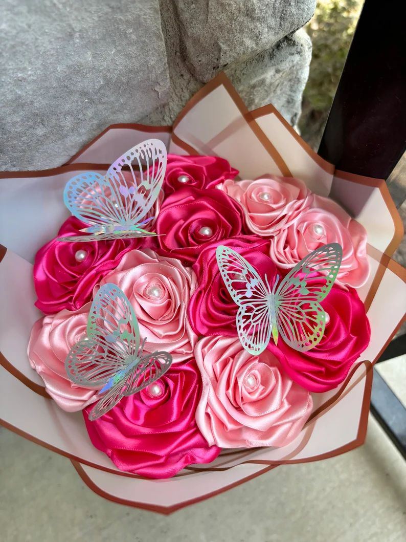 💕Eternal Roses - HandMade From Satin Ribbon(Never Wither)💕
