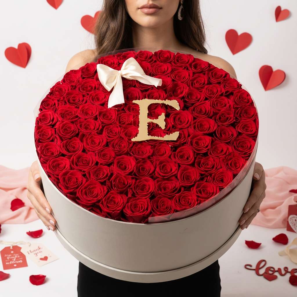 Glitter Roses with Initial