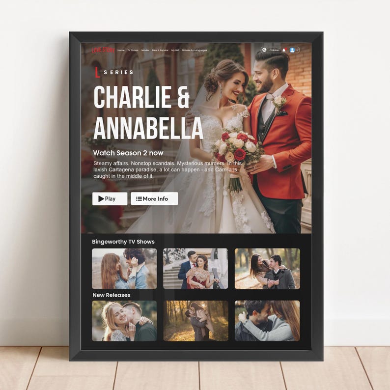 Custom Couple Netflix Poster: Personalized Valentine’s Day Gift & Romantic Keepsake