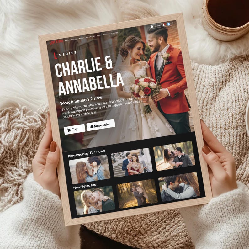 Custom Couple Netflix Poster: Personalized Valentine’s Day Gift & Romantic Keepsake