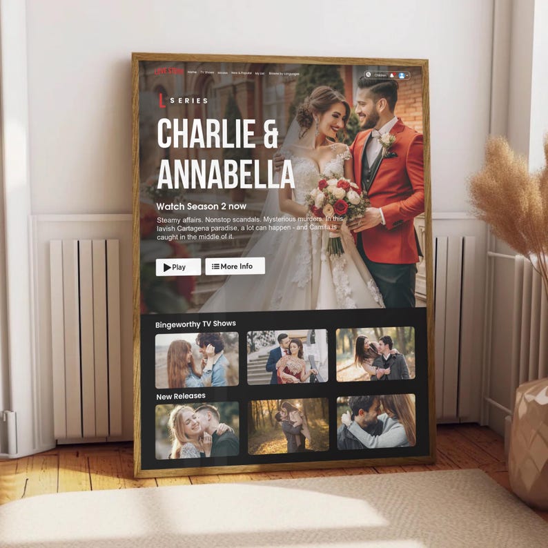 Custom Couple Netflix Poster: Personalized Valentine’s Day Gift & Romantic Keepsake