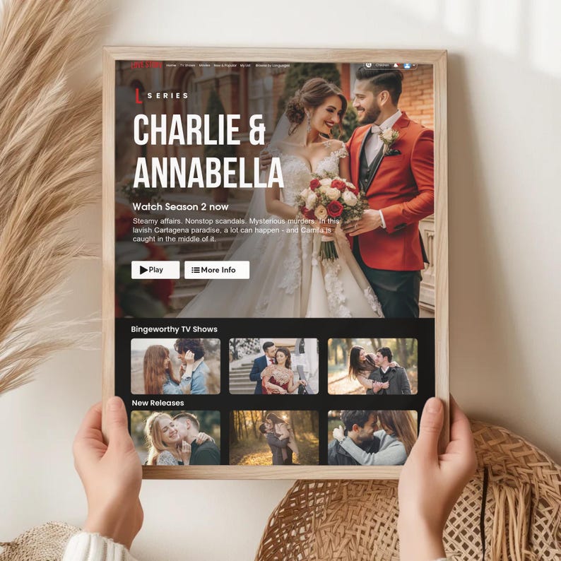 Custom Couple Netflix Poster: Personalized Valentine’s Day Gift & Romantic Keepsake