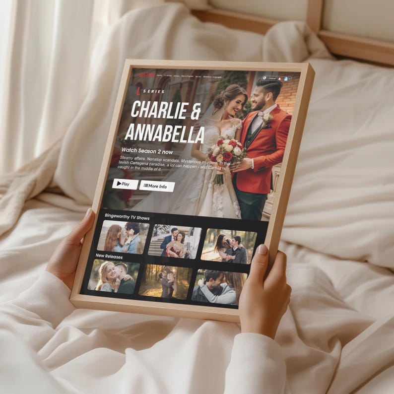 Custom Couple Netflix Poster: Personalized Valentine’s Day Gift & Romantic Keepsake