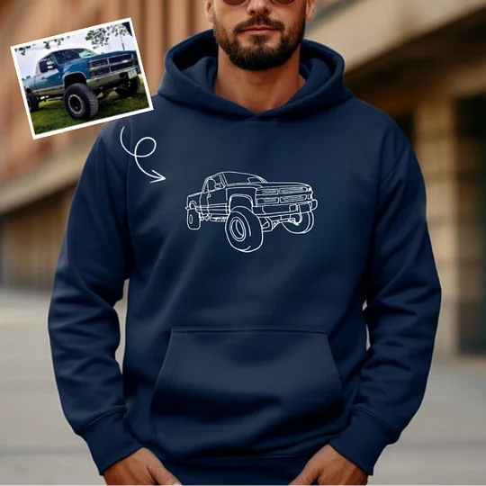 Custom Car from Photo, Embroidered Sweatshirt, Hoodie, Car Guy Gifts