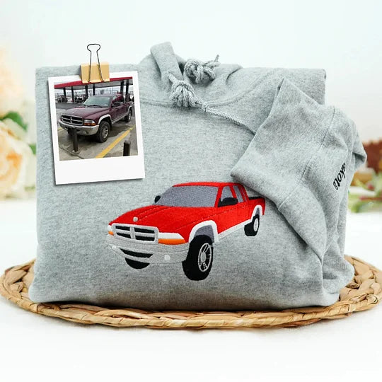 Custom Car from Photo, Embroidered Sweatshirt, Hoodie, Car Guy Gifts