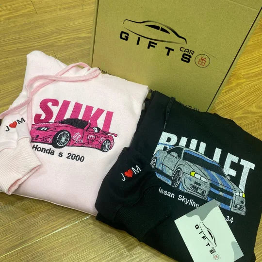 Personalized Car Embroidery Sweatshirt – Custom Name, Car Photo & Model