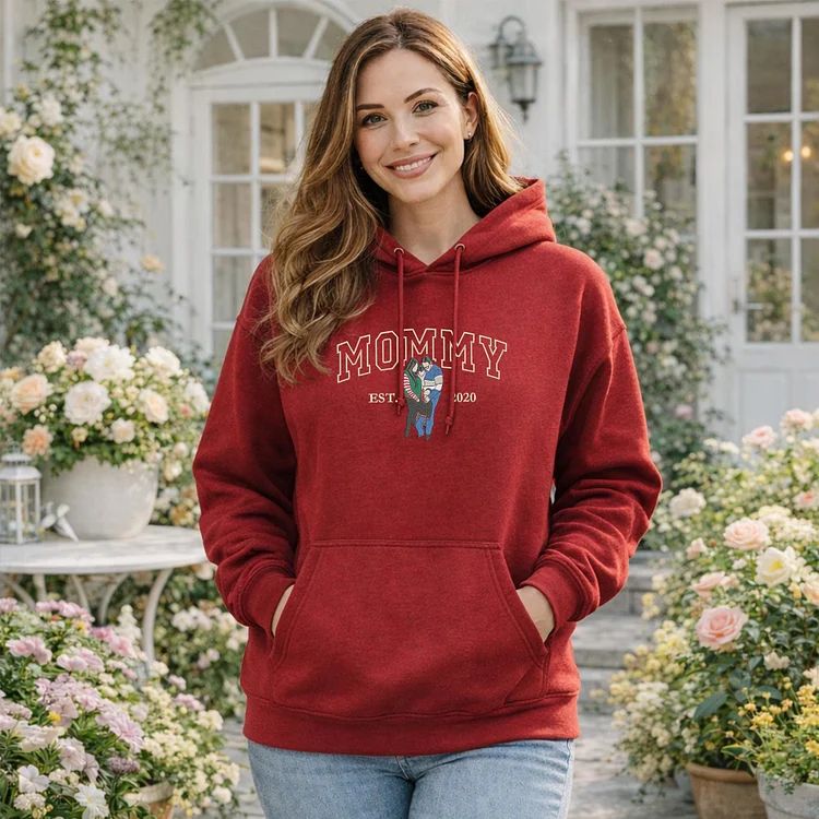 Mama Embroidered Sweatshirt Custom Portrait From Photo Hoodie