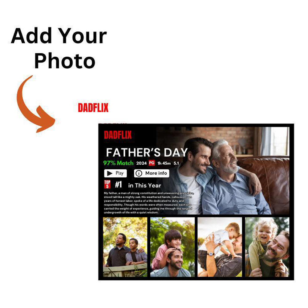 Customized Dadflix Movie Photo Frame, Movie Photo Collage, Father's Day Gift For Dad