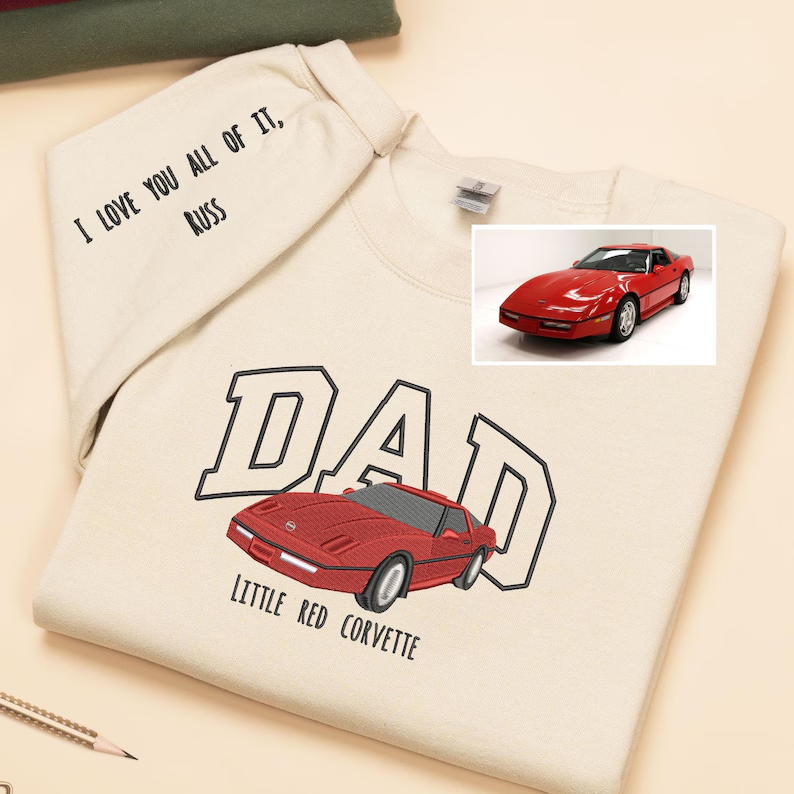Embroidered Car Hoodie For Dad, Unique Birthday Gifts For Dad, Custom Race Car Hoodie, Personalized Hoodie With Car On It, Car Lover Gift