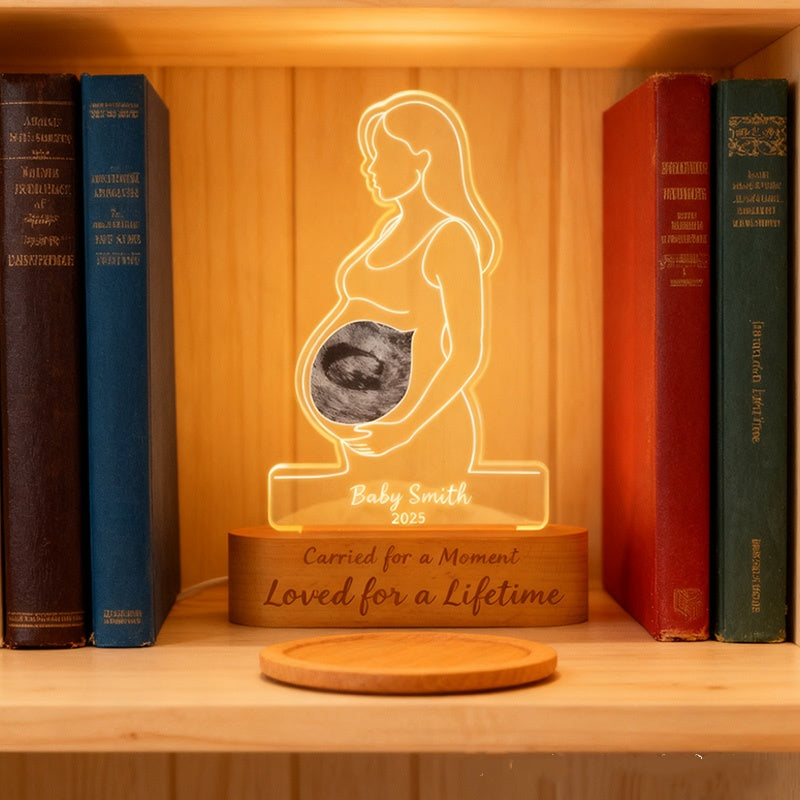 Personalized Baby Memorial Table Card & Acrylic Table Lamp - New Mother's Memorable Gift