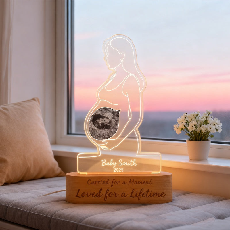 Personalized Baby Memorial Table Card & Acrylic Table Lamp - New Mother's Memorable Gift