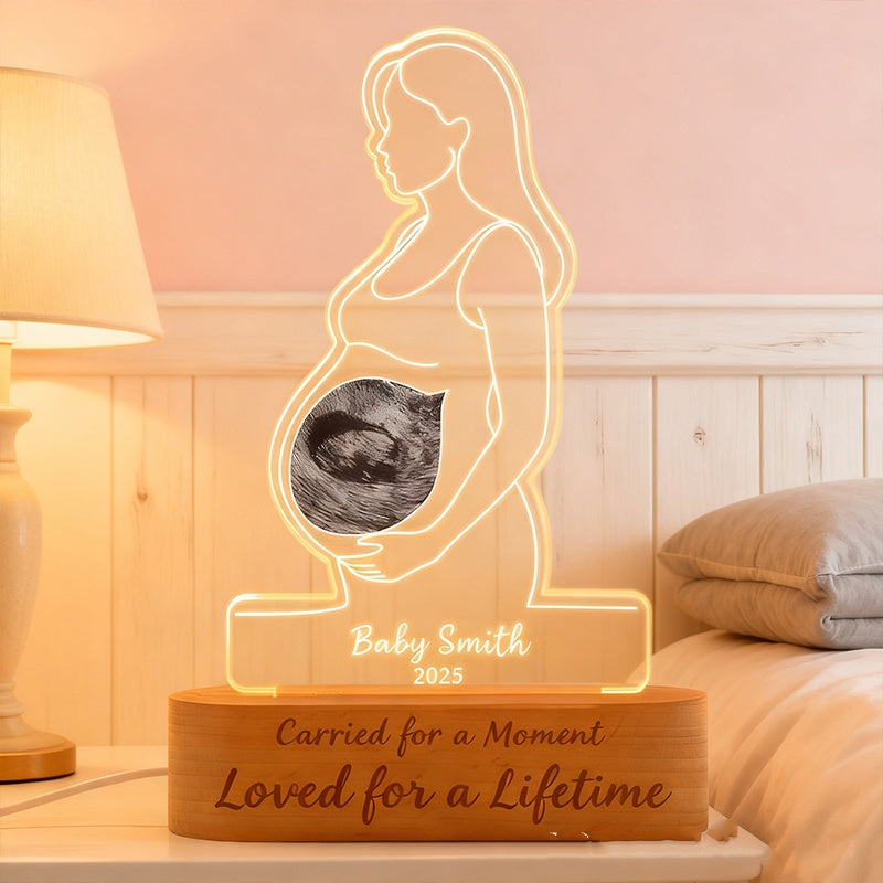 Personalized Baby Memorial Table Card & Acrylic Table Lamp - New Mother's Memorable Gift