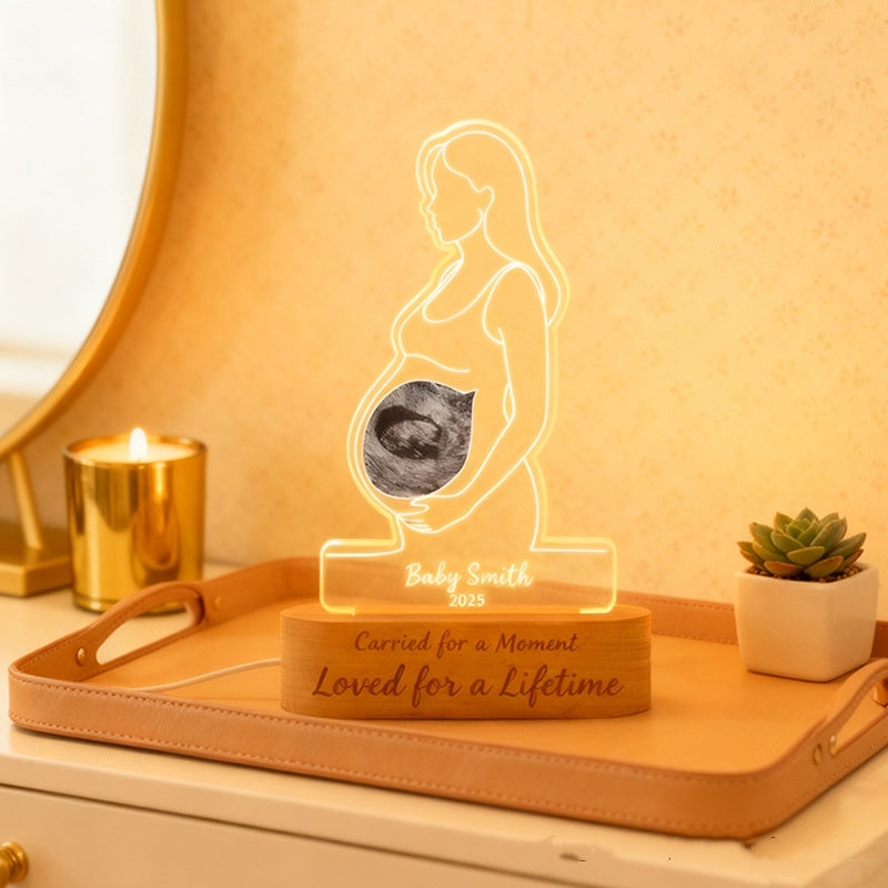 Personalized Baby Memorial Table Card & Acrylic Table Lamp - New Mother's Memorable Gift