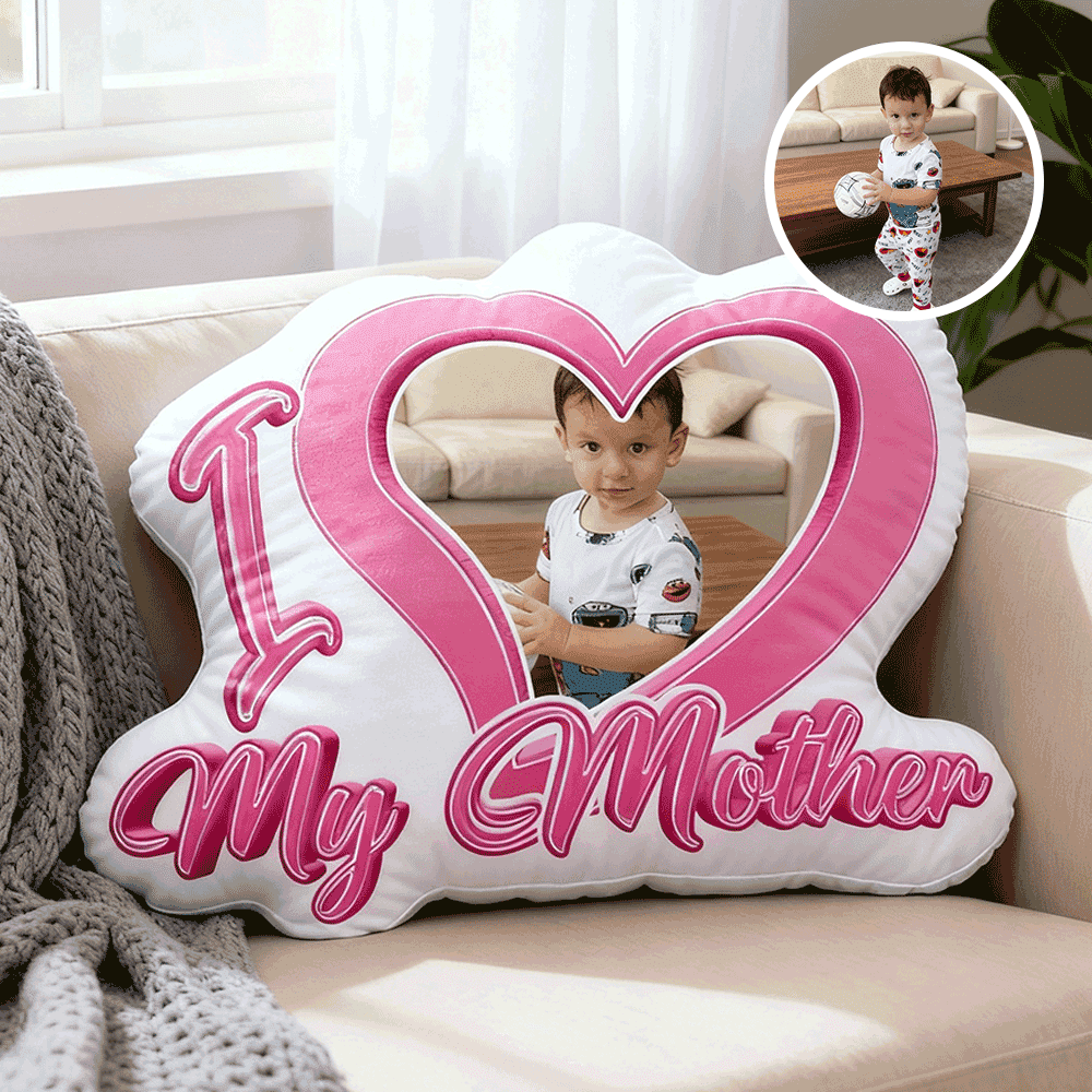 Custom Couple Photo Pillow – Red Heart-shaped Personalized Pillows For Mother’s Day Gifts