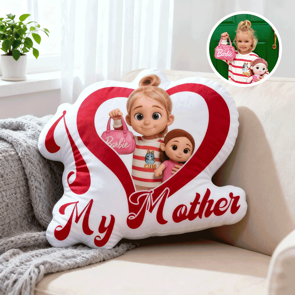 Custom Baby Photo Pillow – Pink Heart-shaped Personalized Pillows For Mother’s Day Gifts