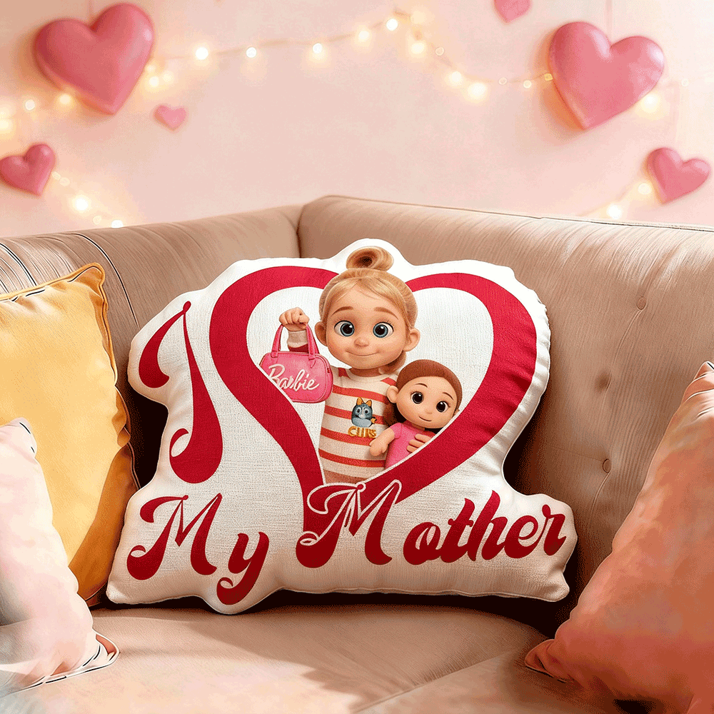 Custom Baby Photo Pillow – Pink Heart-shaped Personalized Pillows For Mother’s Day Gifts