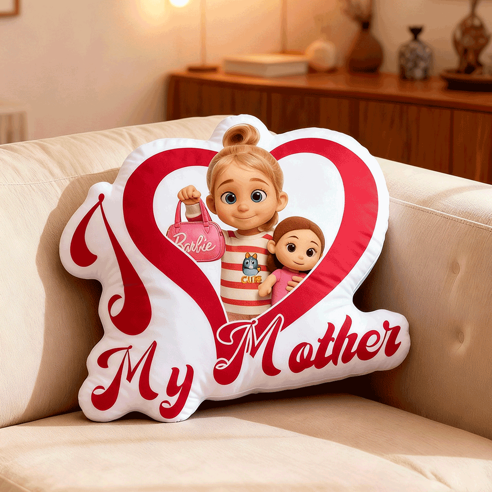 Custom Baby Photo Pillow – Pink Heart-shaped Personalized Pillows For Mother’s Day Gifts