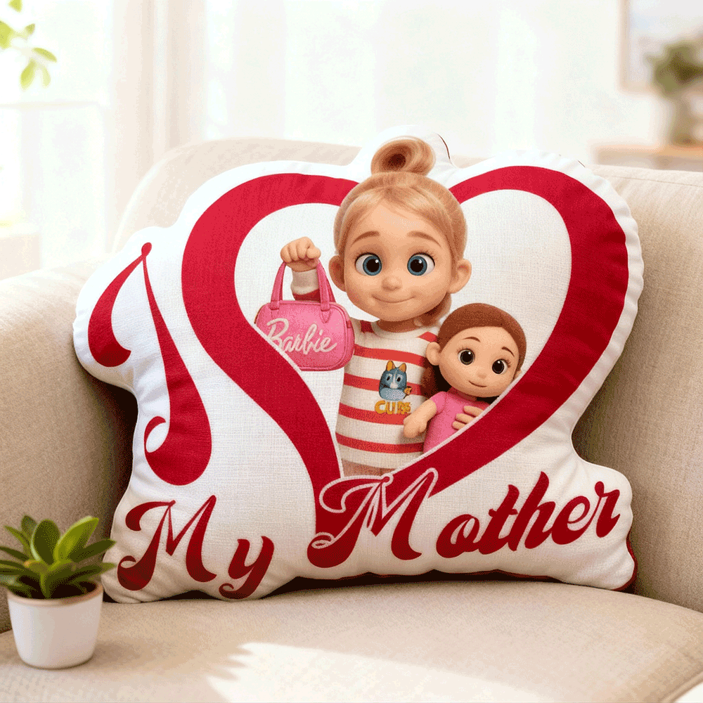 Custom Baby Photo Pillow – Pink Heart-shaped Personalized Pillows For Mother’s Day Gifts