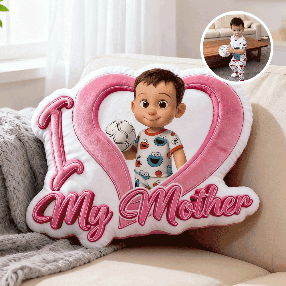 Custom Baby Photo Pillow – Red Heart-shaped Personalized Pillows For Mother’s Day Gifts