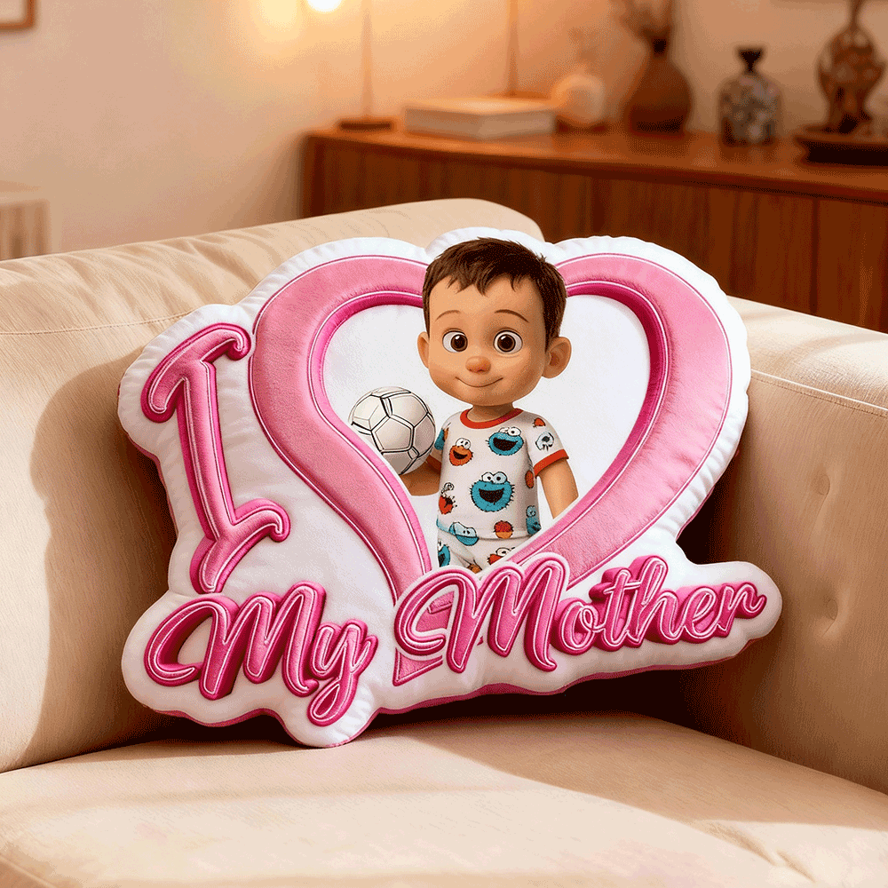 Custom Baby Photo Pillow – Red Heart-shaped Personalized Pillows For Mother’s Day Gifts
