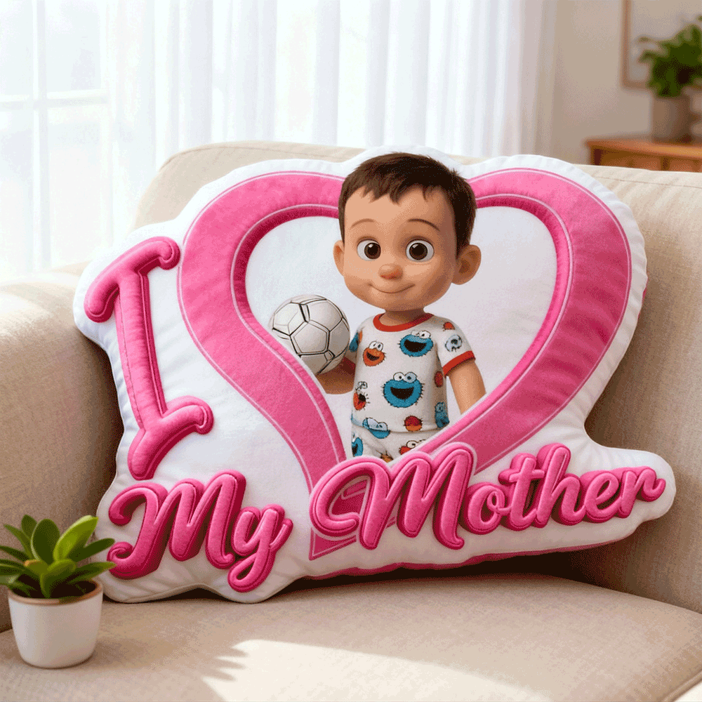 Custom Baby Photo Pillow – Red Heart-shaped Personalized Pillows For Mother’s Day Gifts