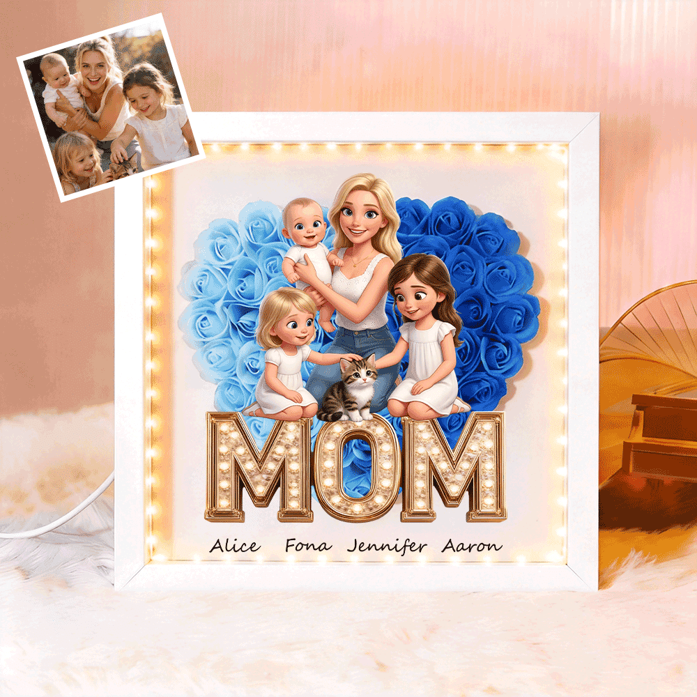 Personalized MOM Flower Shadow Box - Custom Photo & Name Gift For Mom, Gift For Mother's Day