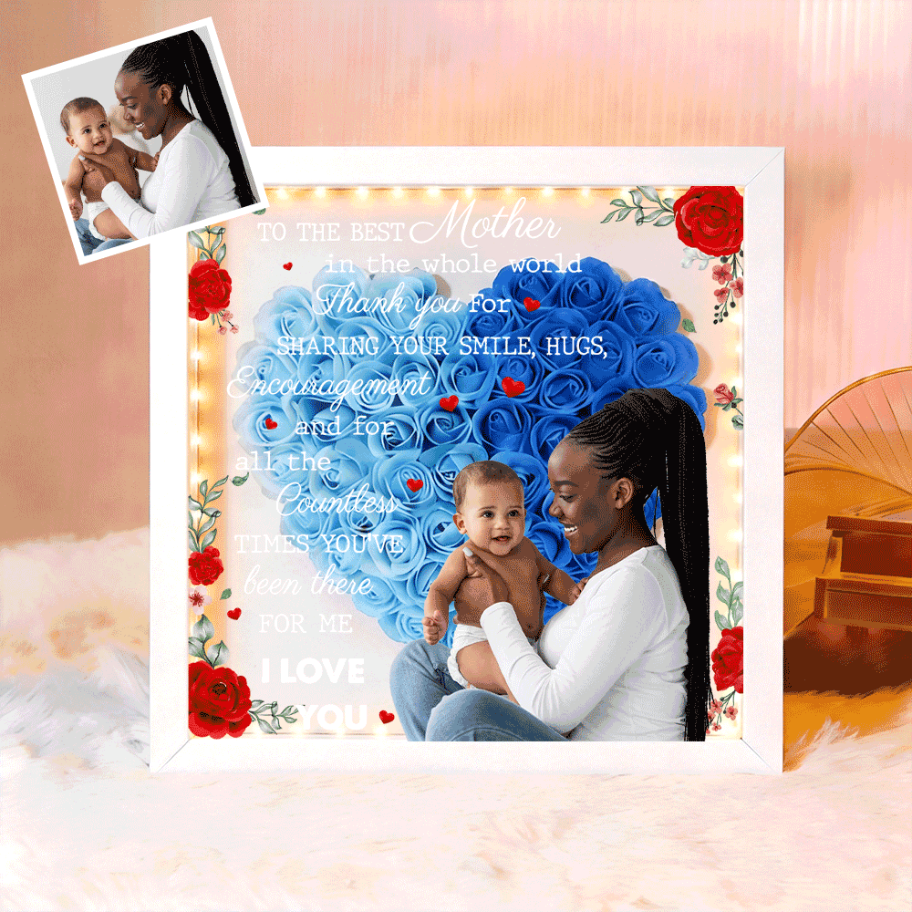 Custom TO THE BEST MOTHER IN THE WHOLE WORLD Flower Shadow Box Gift For Mother's Day