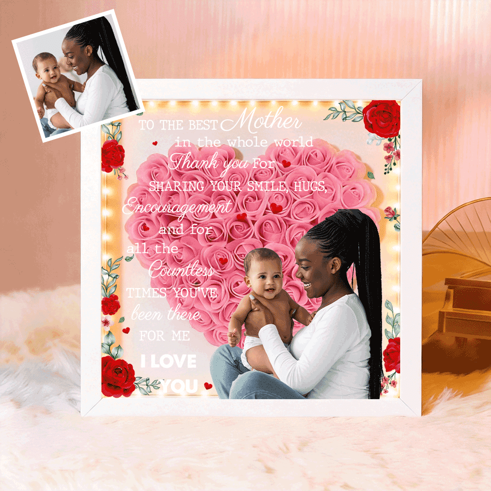 Custom TO THE BEST MOTHER IN THE WHOLE WORLD Flower Shadow Box Gift For Mother's Day