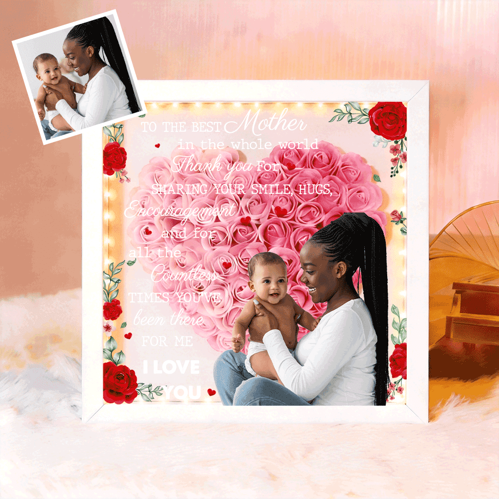 Custom TO THE BEST MOTHER IN THE WHOLE WORLD Flower Shadow Box Gift For Mother's Day