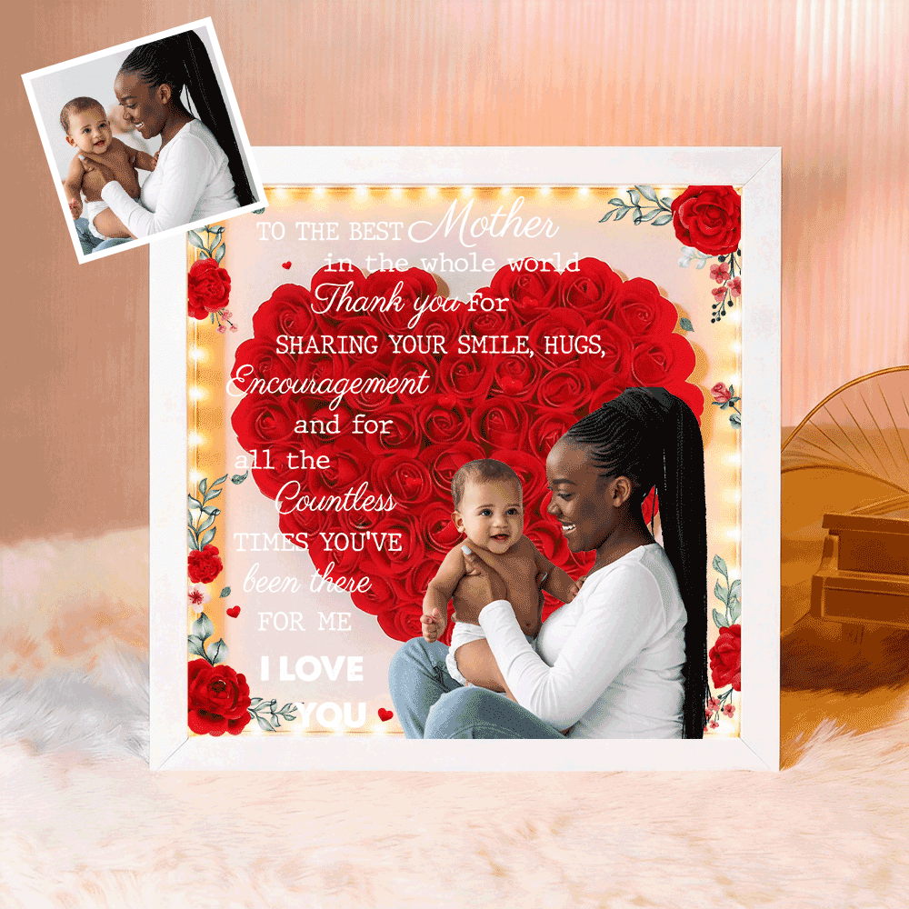 Custom TO THE BEST MOTHER IN THE WHOLE WORLD Flower Shadow Box Gift For Mother's Day