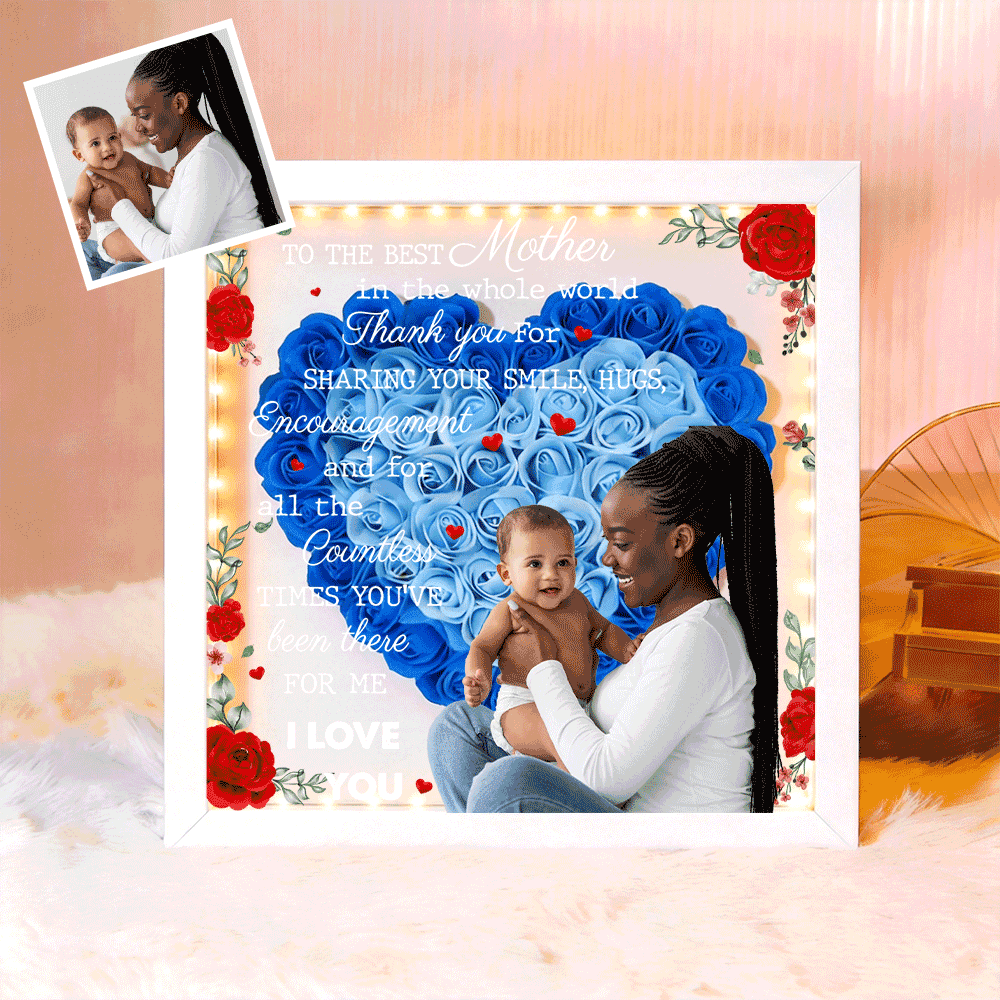 Custom TO THE BEST MOTHER IN THE WHOLE WORLD Flower Shadow Box Gift For Mother's Day