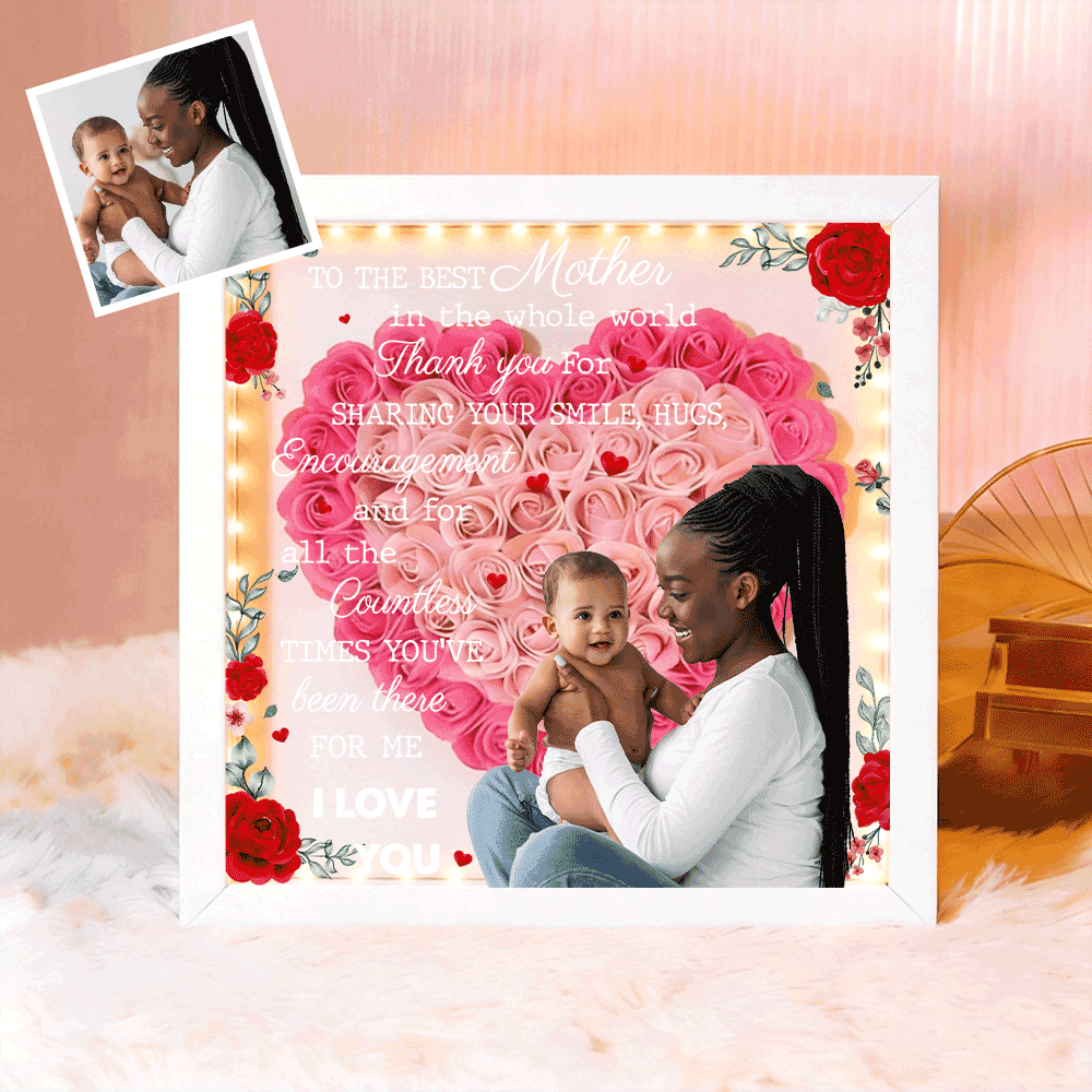 Custom TO THE BEST MOTHER IN THE WHOLE WORLD Flower Shadow Box Gift For Mother's Day