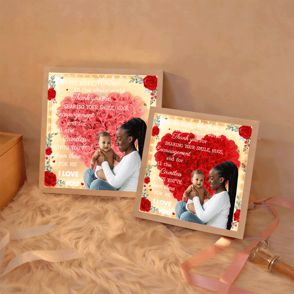 Custom TO THE BEST MOTHER IN THE WHOLE WORLD Flower Shadow Box Gift For Mother's Day