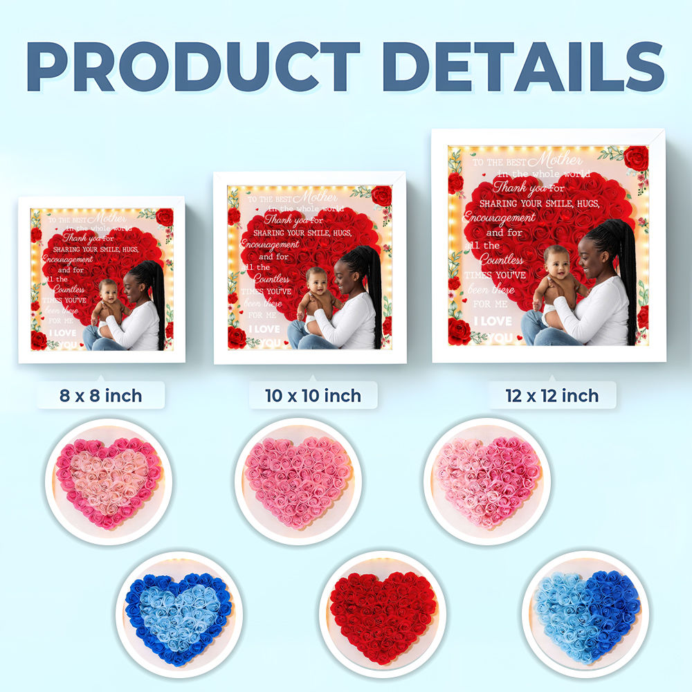 Custom TO THE BEST MOTHER IN THE WHOLE WORLD Flower Shadow Box Gift For Mother's Day