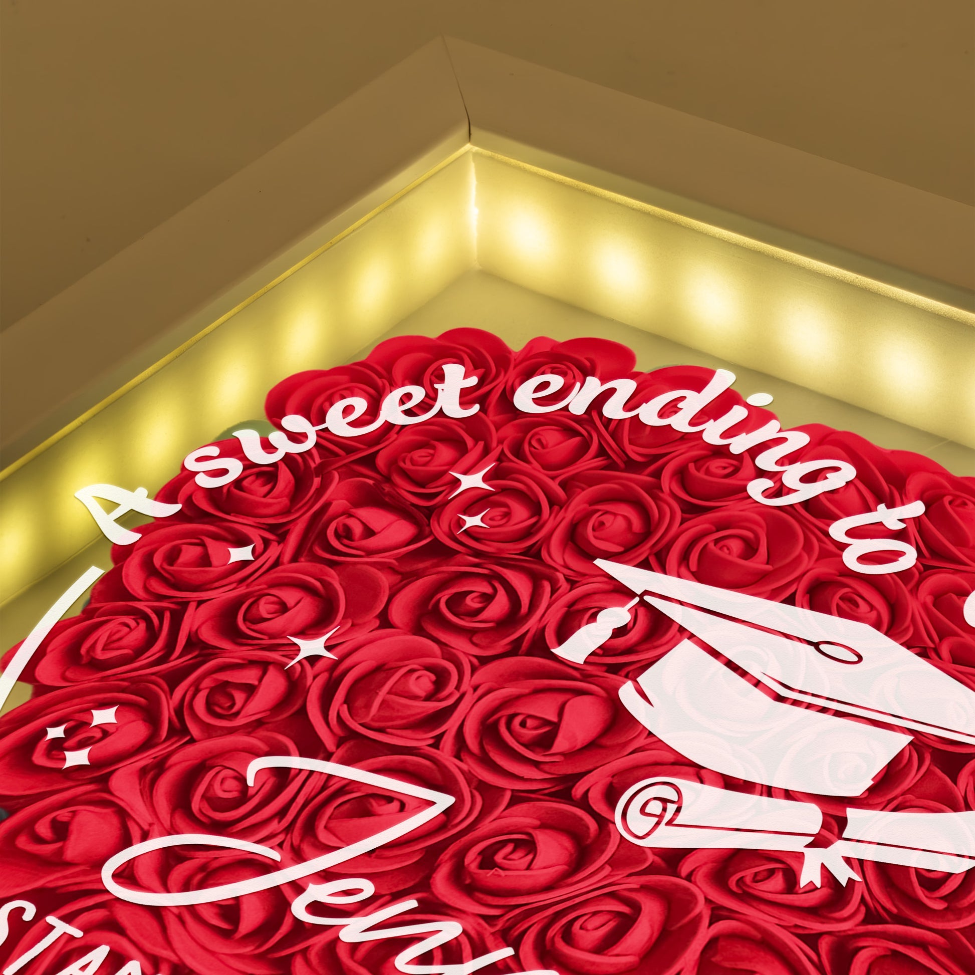 Sweet Ending To New Beginning-Personalized Flower Shadow Box With LED Light