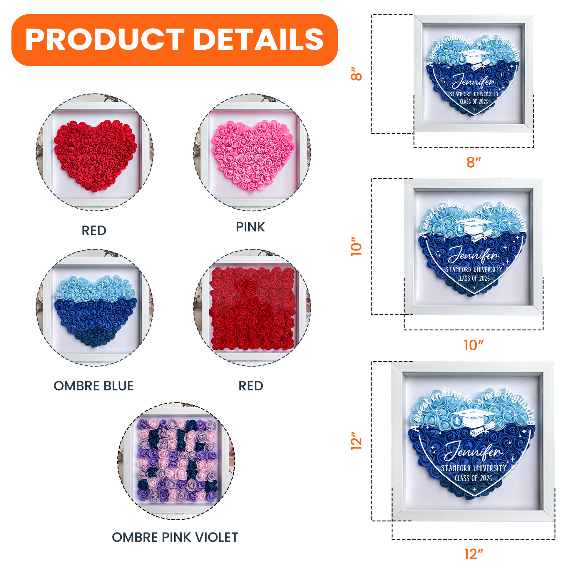 Sweet Ending To New Beginning-Personalized Flower Shadow Box With LED Light