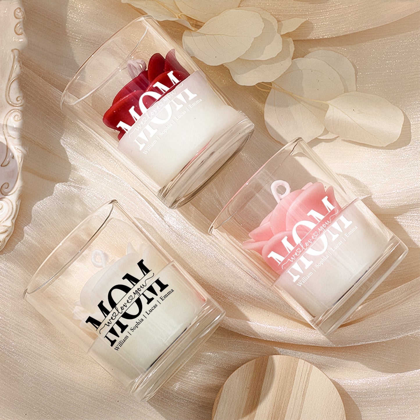 Mom,Mama,Mum We Love You-Personalized Floral Soy Wax Candle