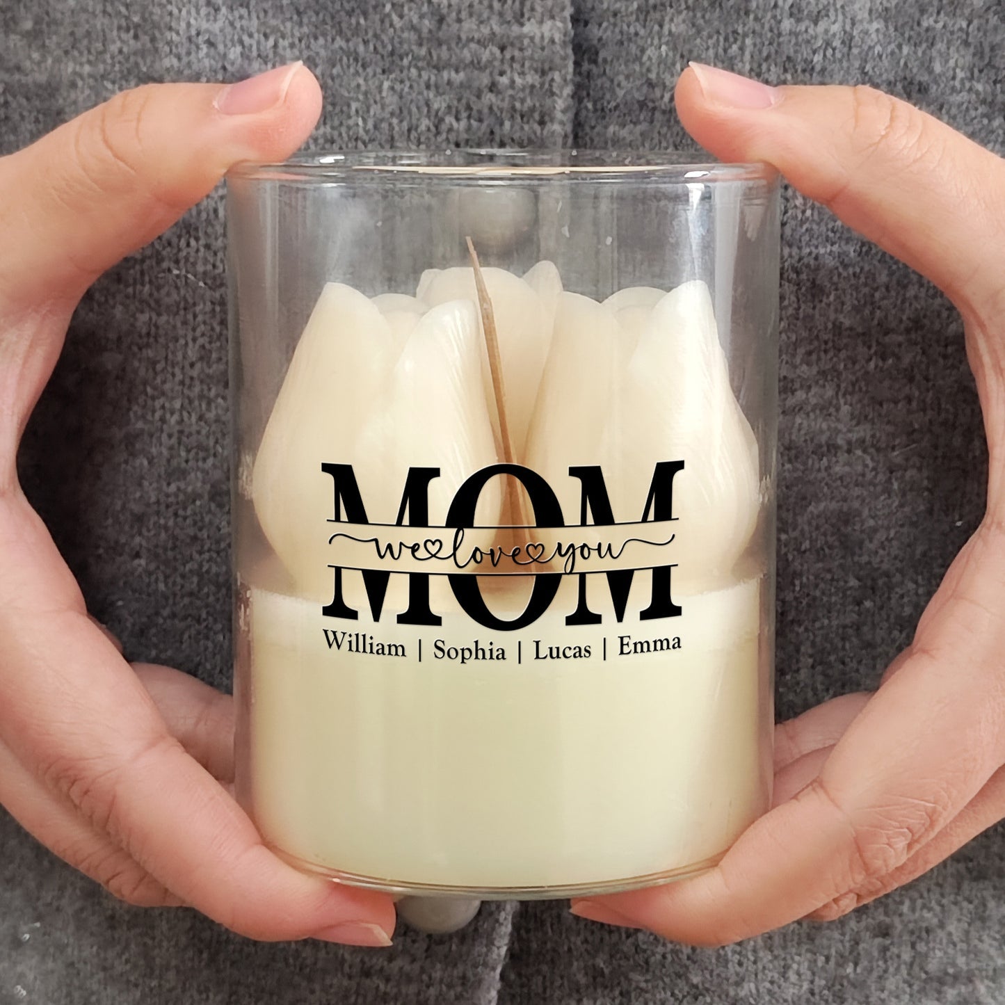 Mom,Mama,Mum We Love You-Personalized Floral Soy Wax Candle