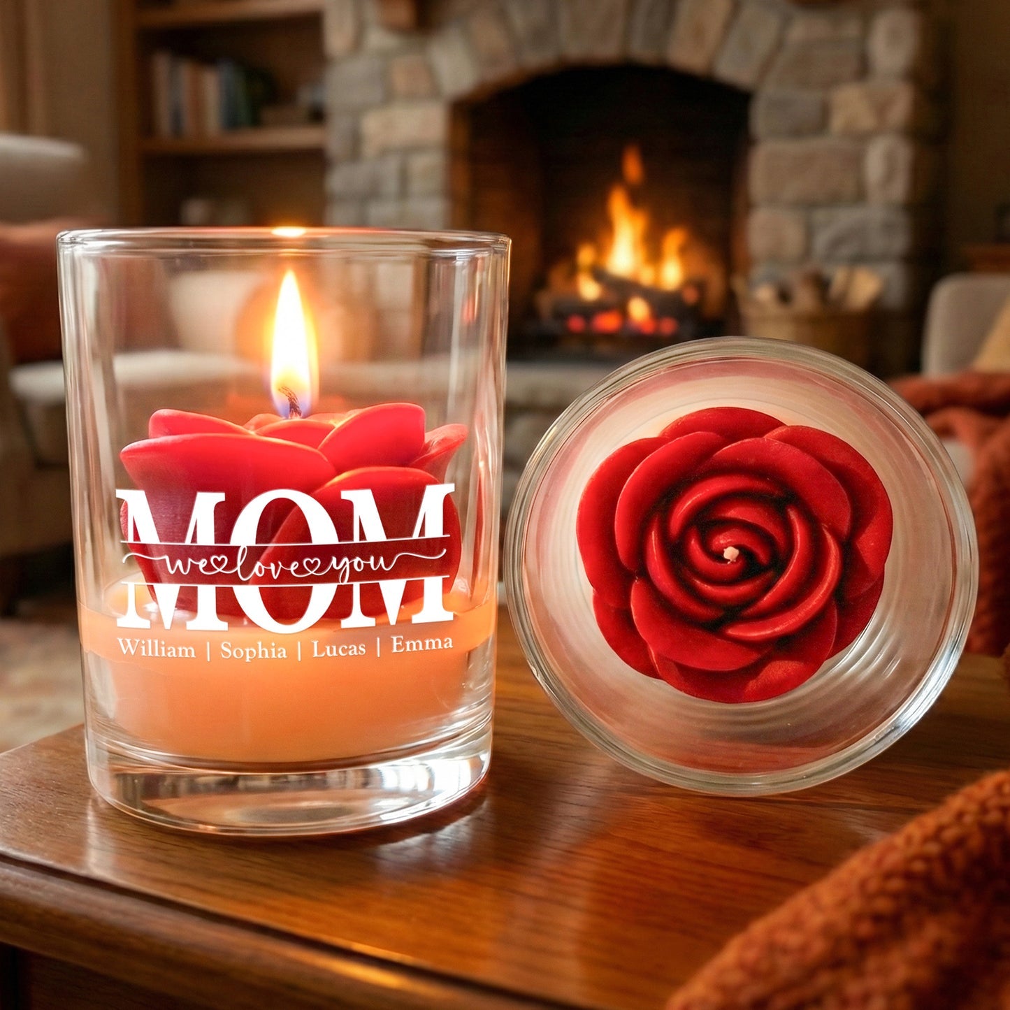 Mom,Mama,Mum We Love You-Personalized Floral Soy Wax Candle