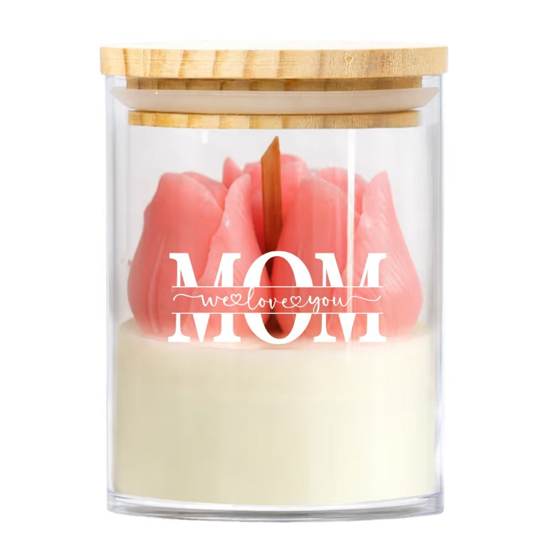 Mom,Mama,Mum We Love You-Personalized Floral Soy Wax Candle