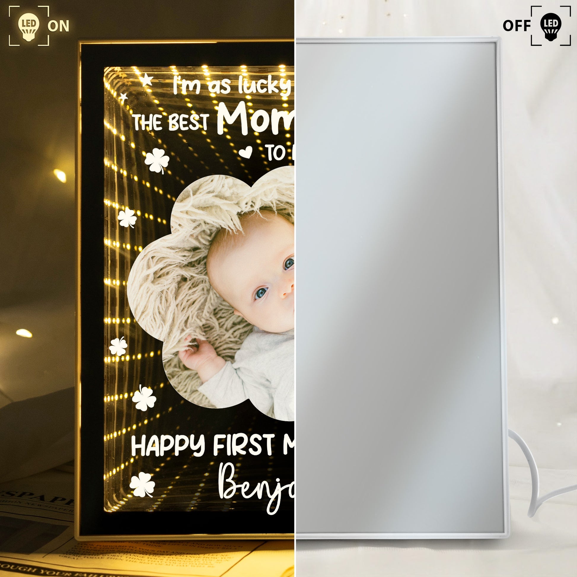 I'm As Lucky As Can Be - Personalized Infinity Mirror Light Box