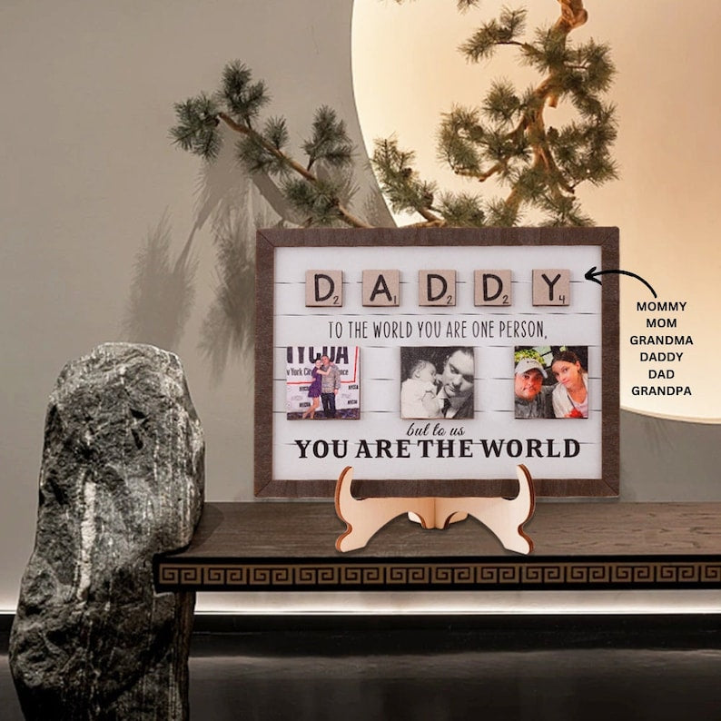GETFAMILYGIFTS™Personalized Photo Collage Wood Frame, Father's Day Gift