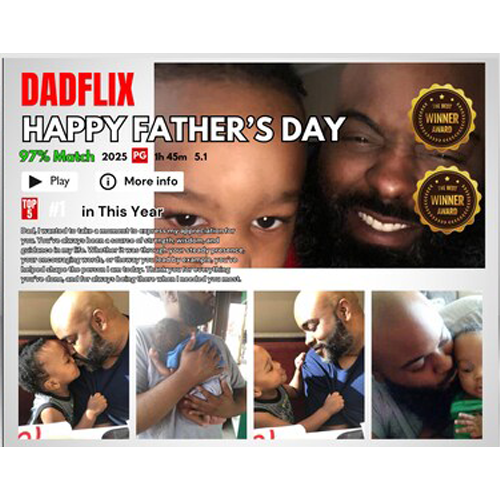 Editable Father's Day Gifts, A Fathers Love, Best Dad Ever, Dadflix Movie Photo Frame