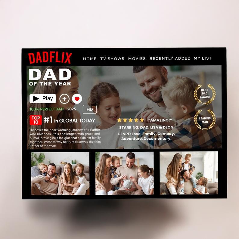 Getfamilygifts™ Custom Dadflix Movie Photo Frame – Father’s Day Gift for Grandpa