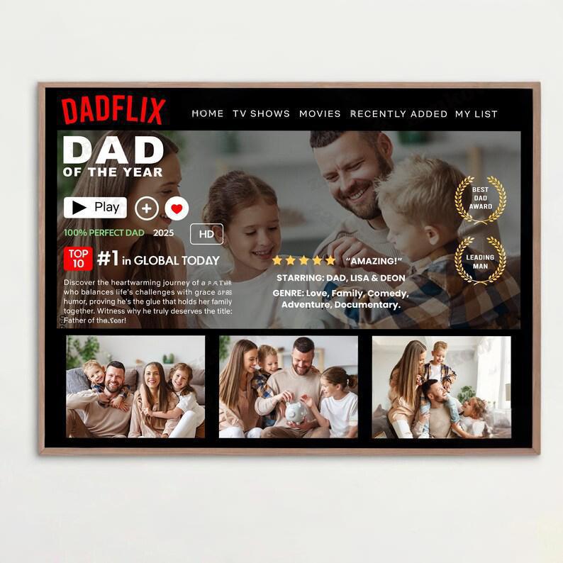 Getfamilygifts™ Custom Dadflix Movie Photo Frame – Father’s Day Gift for Grandpa