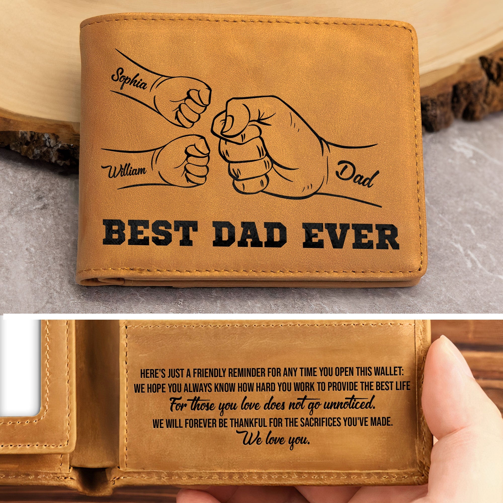 Best Dad Ever Father's Day Gift Custom Kids' Names - Wallet & Belt Set