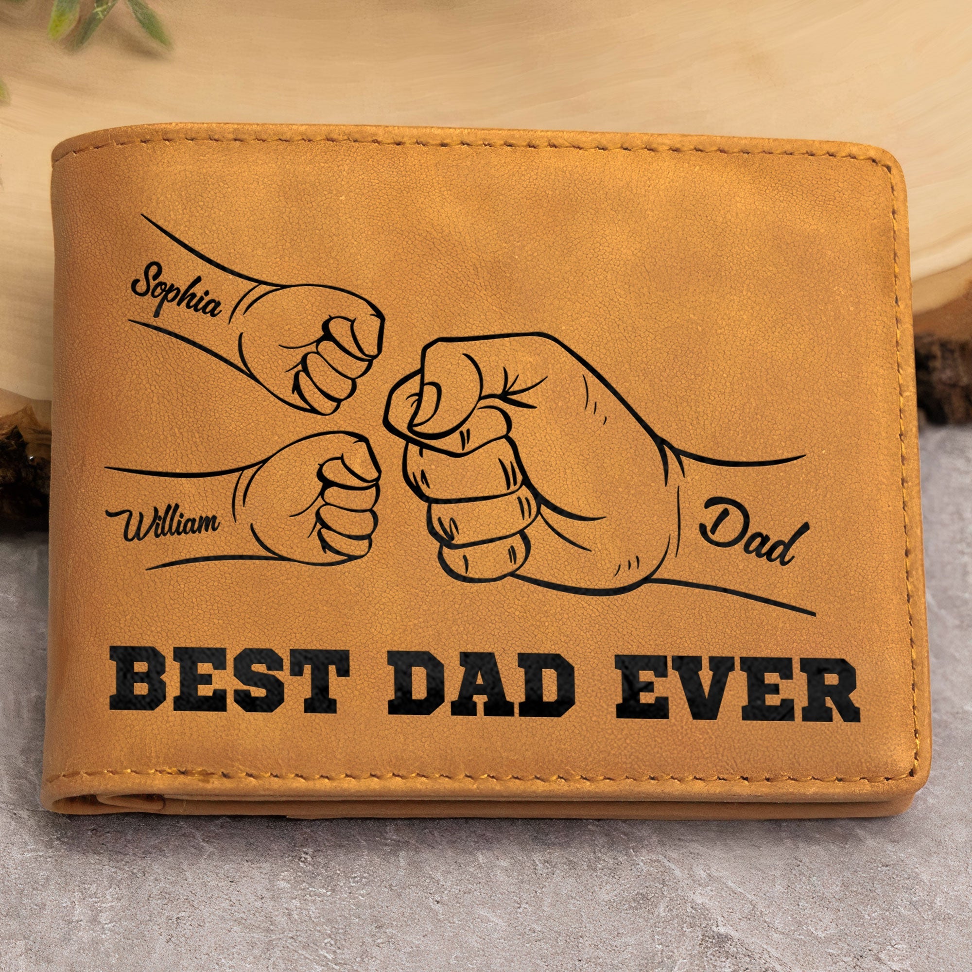 Best Dad Ever Father's Day Gift Custom Kids' Names - Wallet & Belt Set
