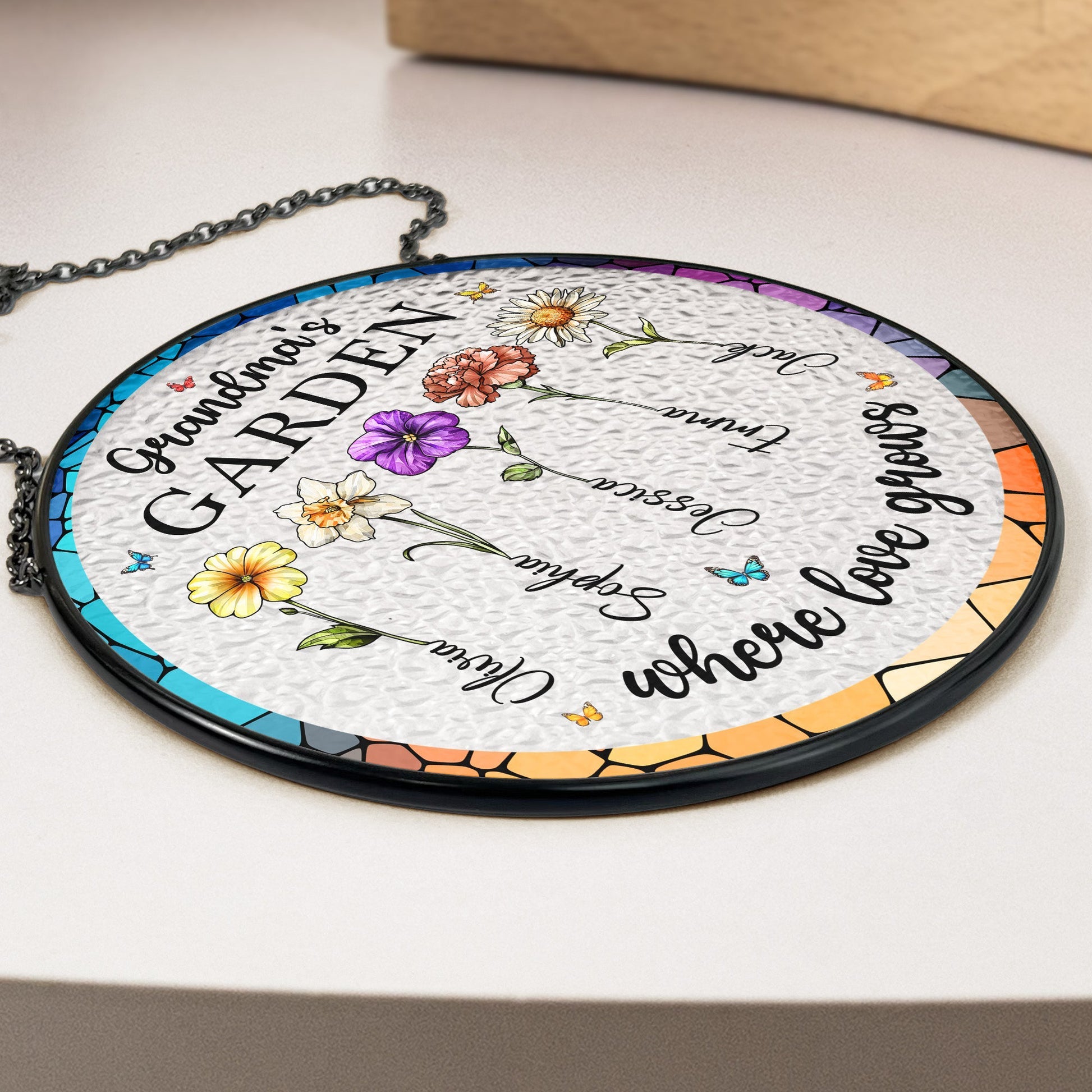 Grandma's Garden Where Love Grows-Personalized Window Hanging Suncatcher