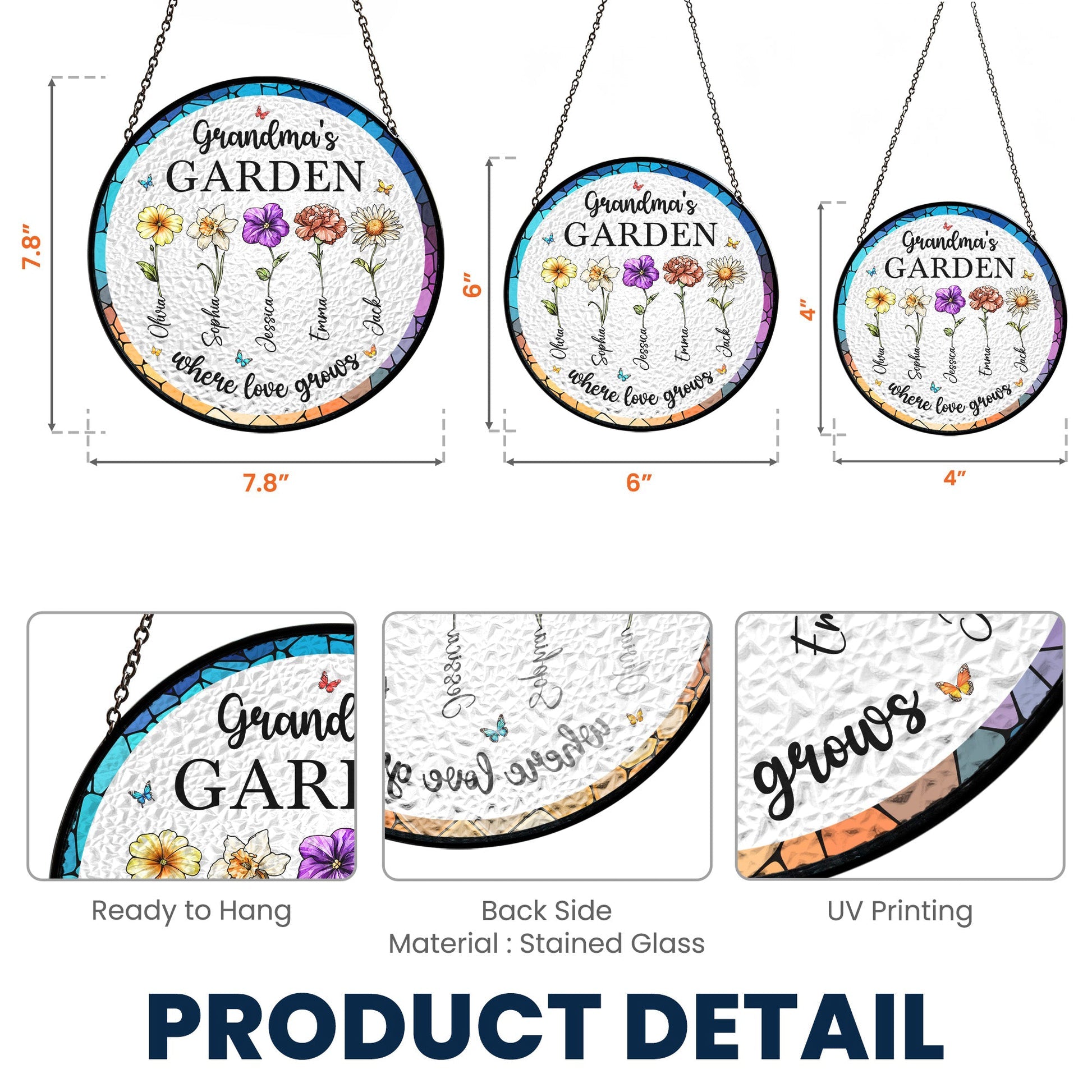 Grandma's Garden Where Love Grows-Personalized Window Hanging Suncatcher